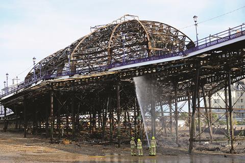 Eastbourne pier after fire Alamy