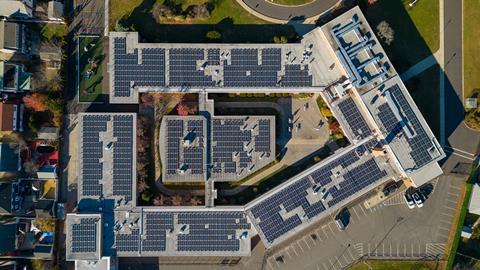 Flat roofs commonly house solar installations