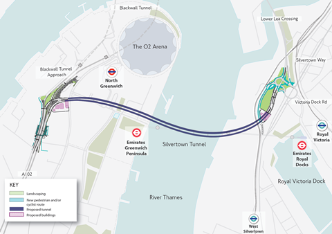 Silvertown Tunnel route