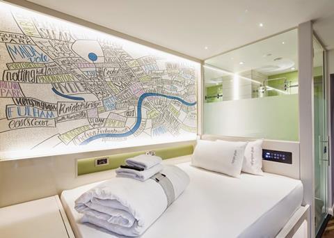 Bedroom at Axiom Architects’ King’s Cross Premier Inn