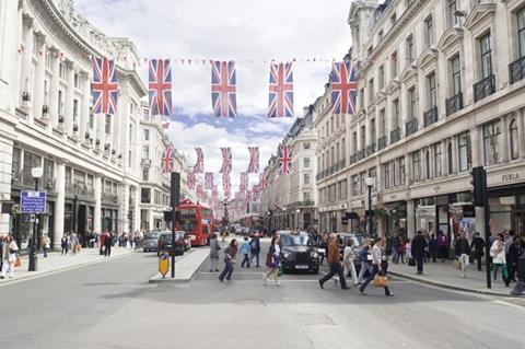 Oxford Circus pedestrian crossing in London