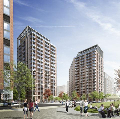 Nine Elms Lane, view of Buildings B1 and D1