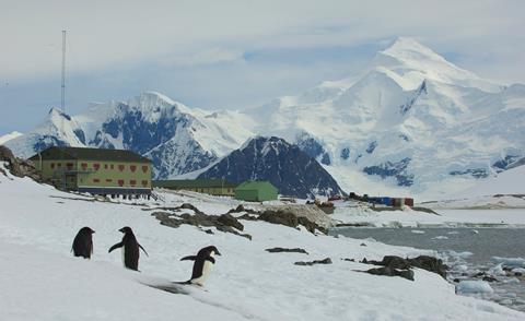 The view back towards Rothera Research Station from the northern end of Rothera Point on Adelaide Island. In the distance is Mt Gaudry Credit Pete Bucktrout BAS