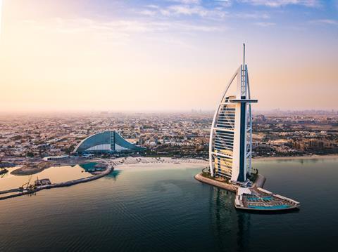 Burj al Arab off the coast of Dubai