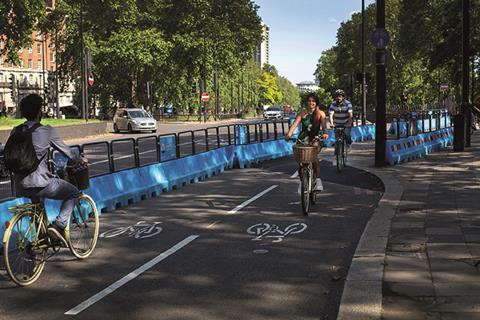 TfL's recently completed cycle lane on Park Lane
