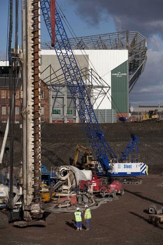 Piling on Glasgow sports arena