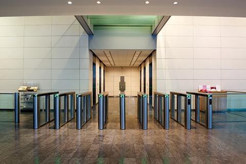 Swinglane 900 security turnstiles at One Bishops Square in London