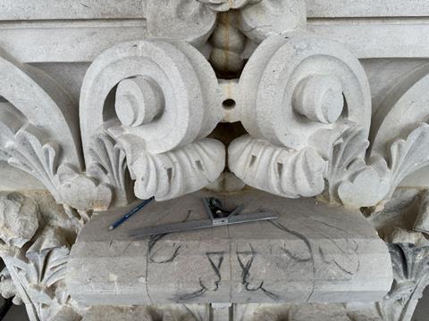 Blenheim stonework repairs in progress