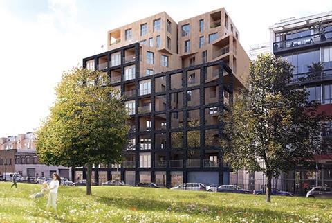 Visualistation of Wenlock Road, which will be the tallest CLT residential building in the UK