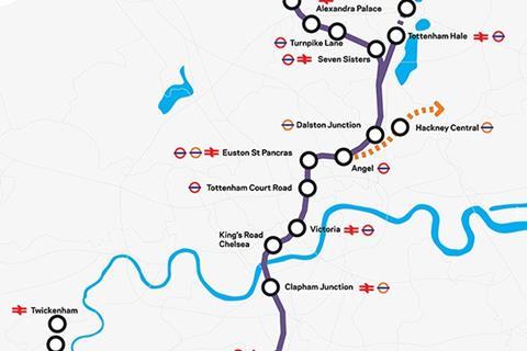 The proposed route for Crossrail 2