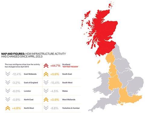 Map and figures: how infrastructure activity has changed since April 2013