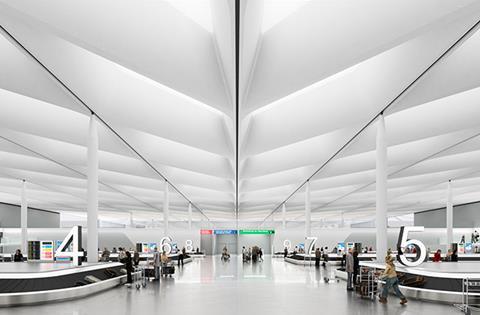 Stansted Airport new arrivals building by Pascall+Watson