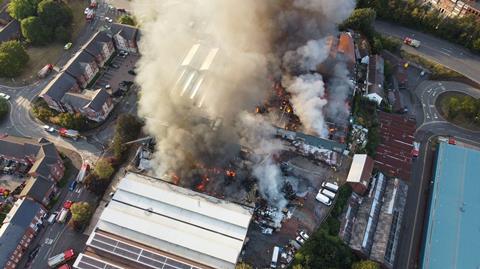 shutterstock UK warehouse on fire