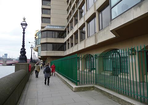 Before (above) and after (below) – Sea Containers’ once blank riverside walkway has been rejuvenated