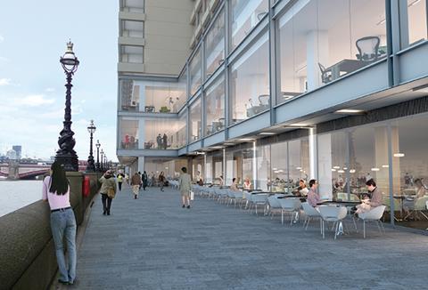 Before and after – Sea Containers’ once blank riverside walkway has been rejuvenated