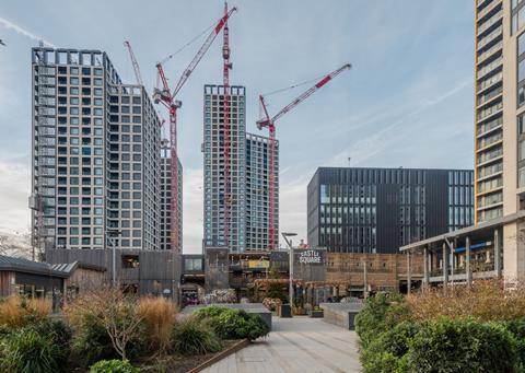 Elephant & Castle town centre from park