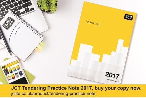 JCT Tendering Practice Note 2017