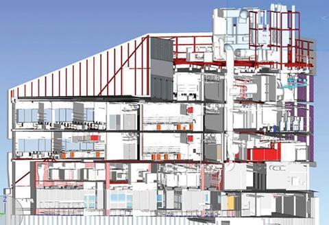 BIM was used extensively throughout construction and these models show the extent of M and E services