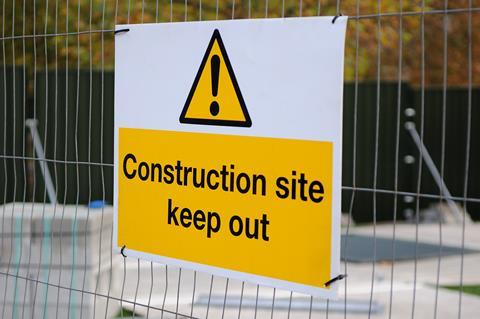 Safety sign on construction site