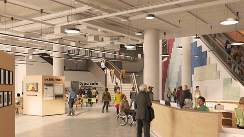 London College of Communications, UAL, new campus, arrival hall credit Perkins&Will (Large)