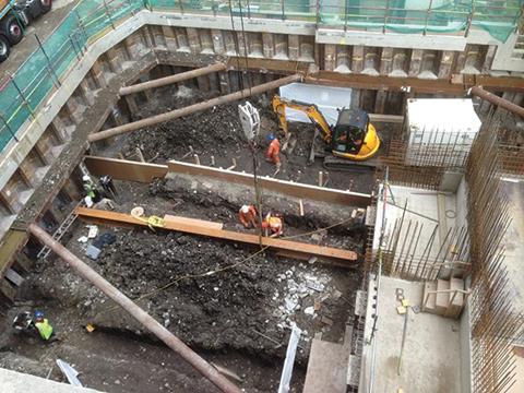 Substructure works on the new basement within the enlarged podium