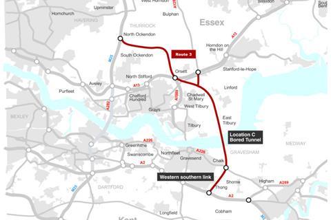 Lower Thames Crossing route