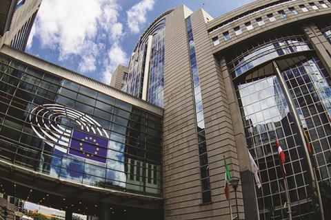 The European parliament building in Brussels