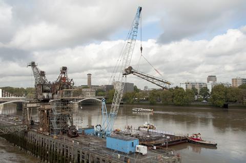 Battersea Power Station - Crane removal