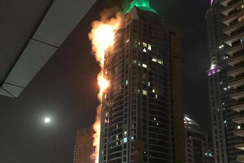 Torch Tower in Dubai on fire 2017, 4 August