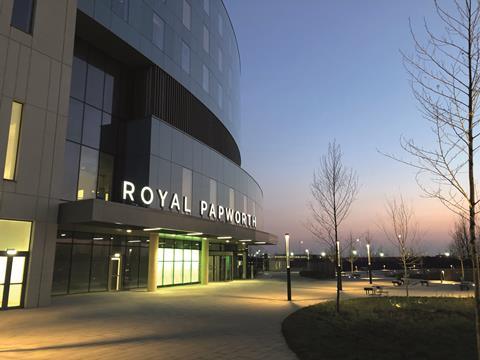 011 Royal Papworth Hospital Main Entrance at Dusk (1) CMYK