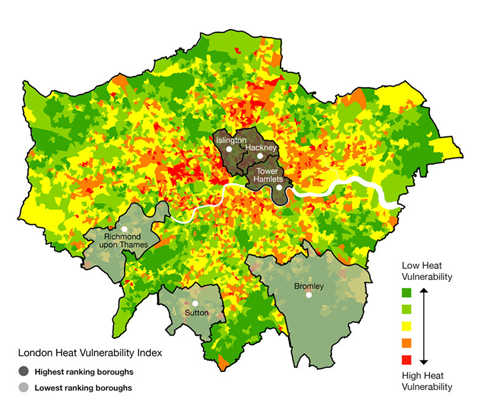 Inner city elderly most at risk from increasing heat waves in London