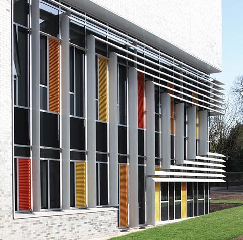 Levolux’s Triniti Bracket was incorporated into solar shading solutions at the University of Warwick Mechanochemical Cell Biology Building.