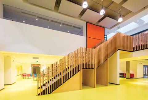 Staircases are configured as bold single flights to aid legibility and accessibility