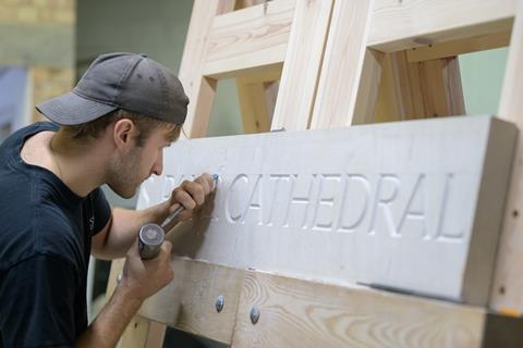 St Paul's rebrand wordmark carving 4