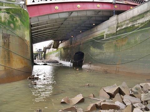 Fleet River Mouth at Blackfriars where London’s largest buried river flows into the Thames