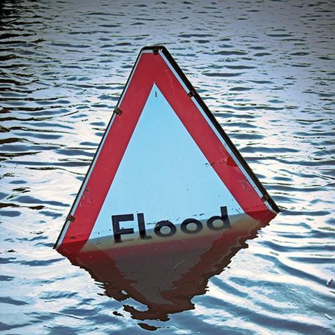 Submerged flood sign