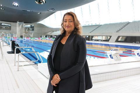 Zaha Hadid at the re-opened London Aquatics Centre.