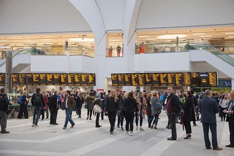 The new atrium doubles as a railway concourse and shopping centre