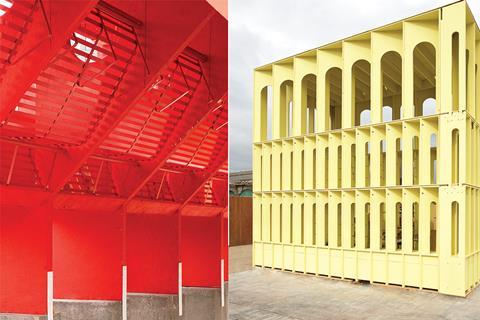 red and yellow pavilions