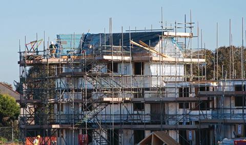 a new affordable housing scheme under construction in camborne, cornwall, uk