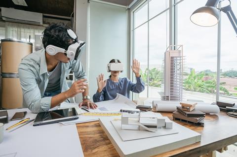 Architects using VR goggles