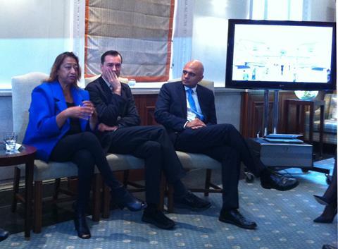 Zaha Hadid, Patrik Schumacher and culture secretary Sajid Javid at the Science Museum press conference