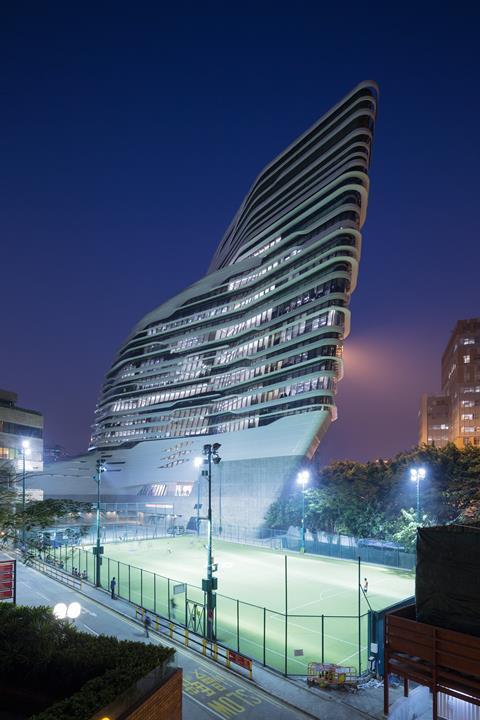 Zaha Hadid's Jockey Club Innovation Tower in Hong Kong
