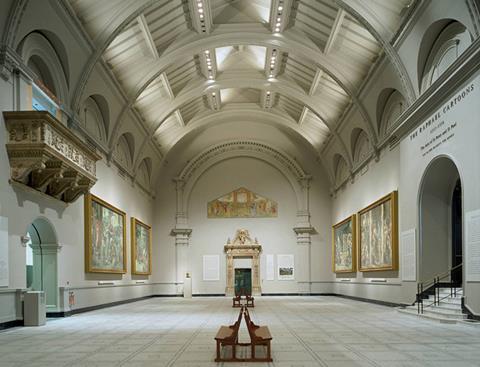 Inside the V&A's Raphael Court gallery