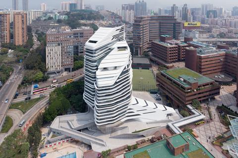 Zaha Hadid's Jockey Club Innovation Tower in Hong Kong