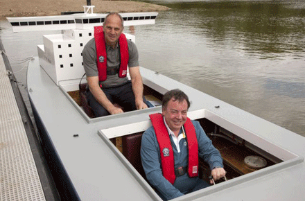 Sir Steve Redgrave and Richard Steer on Timsbury Lake, Southampton